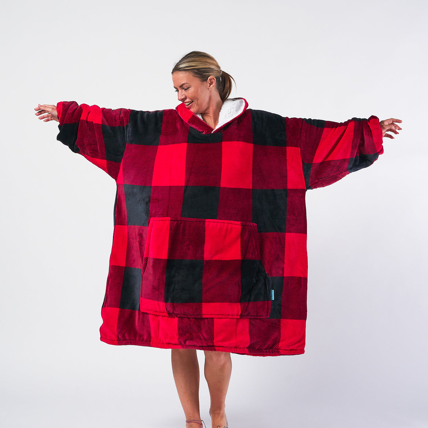 Hoodie Blanket - Red & Black Check