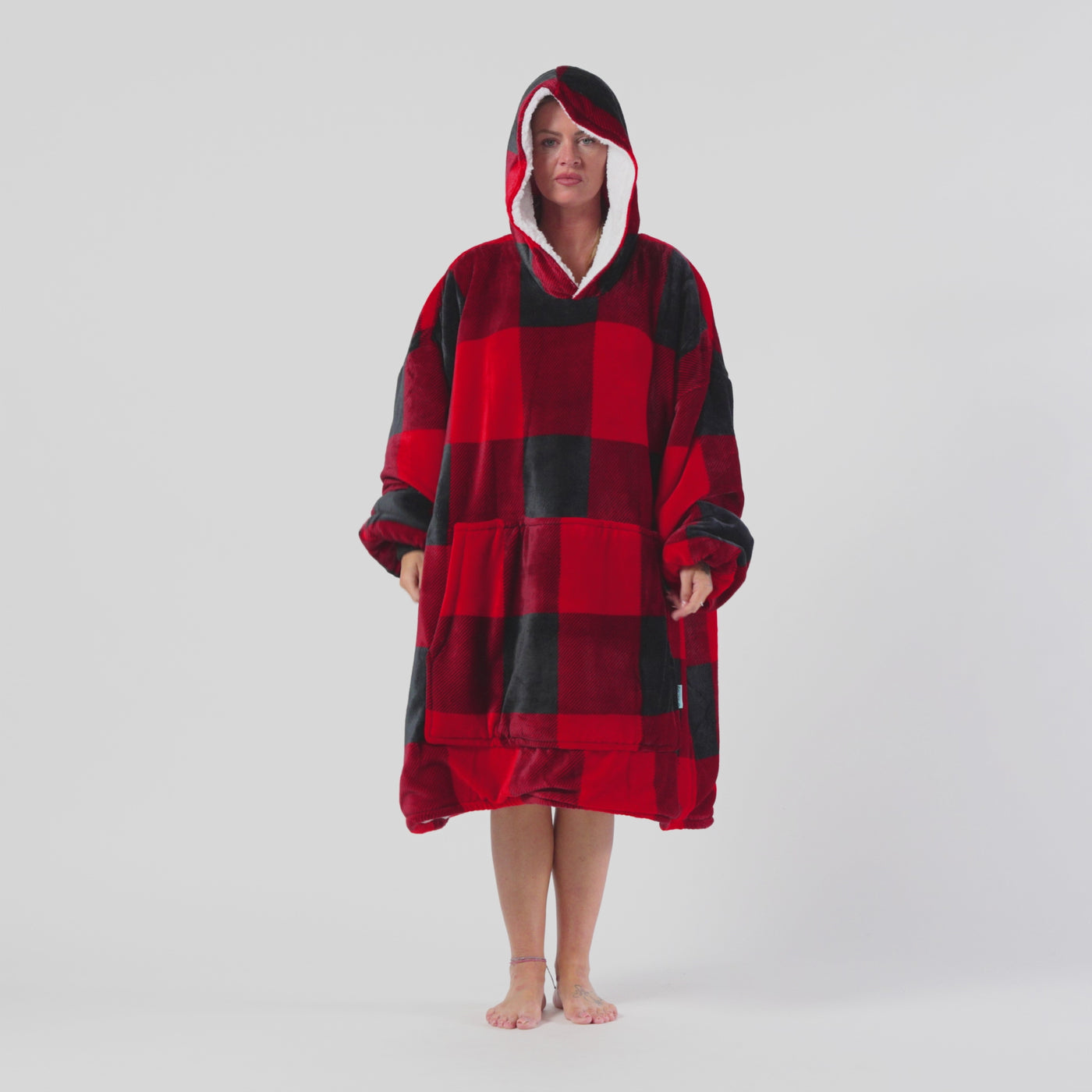 Hoodie Blanket - Red & Black Check